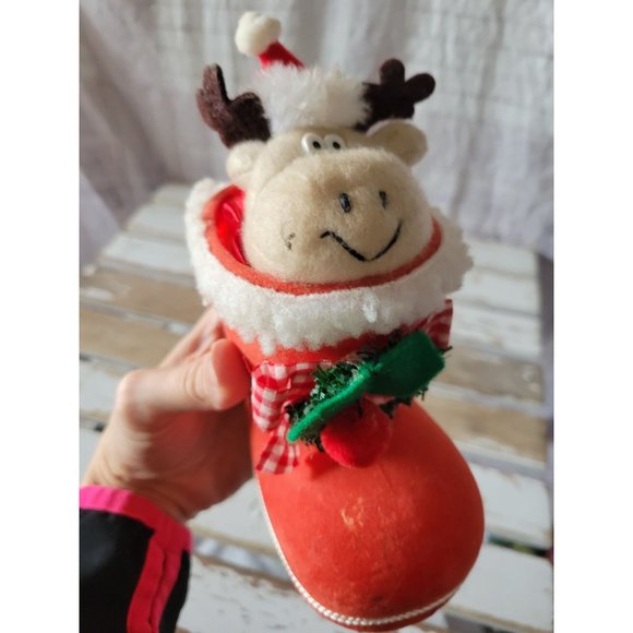 Reindeer boot vintage Xmas decor figurine - Picture 5 of 7